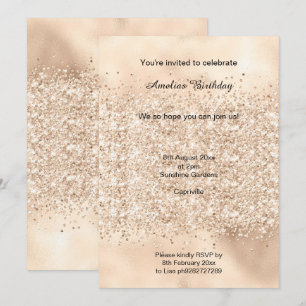 LUXE GOLD SPARKLE PARTIJ METALLIGE INVITATIE KAART