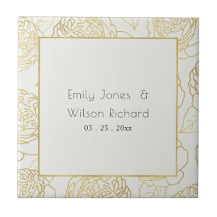 LUXE GOLD WHITE ELEGANT ROOS FLORAL BEWAREN DE DAT TEGELTJE