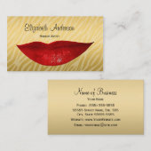 Luxe Gold Zebra Hot Red Lips Cosmetologist Visitekaartje (Voorkant / Achterkant)