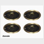 Luxe Golden Glitter Black productlabel Voeg Logo t Ovale Sticker (Vel)