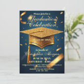 Luxe Golden Graduation Cap met Confetti Kaart (Staand voorkant)
