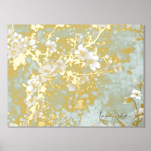 Luxe Goud abstract Modern Cherry Blossom Folie Afdrukken (Voorkant)
