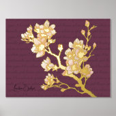 Luxe Goud abstract Modern Cherry Blossom Folie Afdrukken (Voorkant)