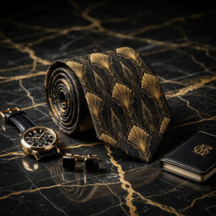 Luxe Goud Art Deco Geometrische Gatsby Stropdas