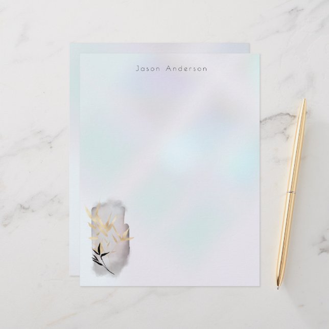 Luxe Goud Bamboe Monogram Briefhoofd (Voorkant / Achterkant in situ)