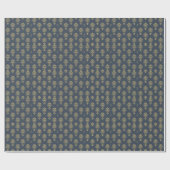 Luxe Goud Blauw Damast Vector Patroon Cadeaupapier (Vlak)