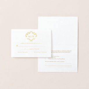 Luxe Goud Bruiloft monogram kuif Maaltijd selectie Folie Kaarten