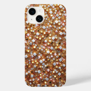 Luxe Goud en Diamant Mozaïek Geometrische Glinster Case-Mate iPhone 14 Hoesje
