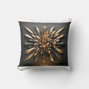 Luxe goud en donkere kristal 3D geometrische acces Kussen