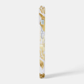 Luxe Goud en Ivoor Monstera Leaf iPhone 15 Hoesje (Linkerkant)