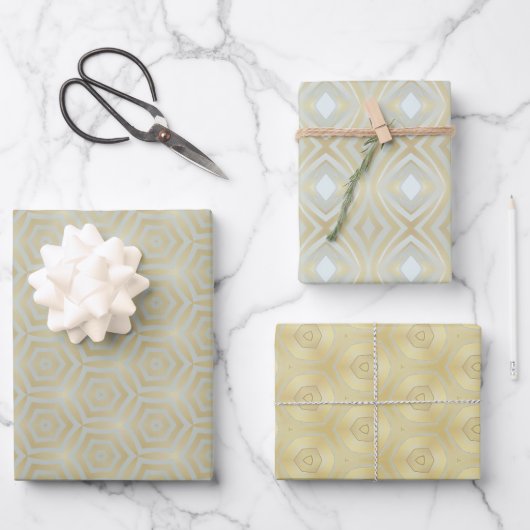 Luxe Goud en Ivoor Patterned Inpakpapier Vel (Voorkant)