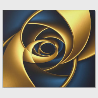 Luxe Goud en Marineblauw Spiraal Abstract  Elegant Cadeaupapier