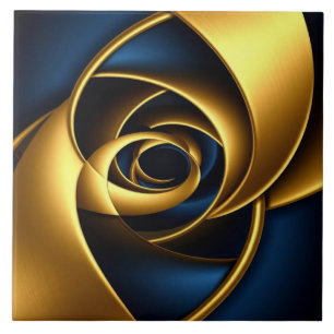 Luxe Goud en Marineblauwe Spiraal Abstract Elegant Tegeltje