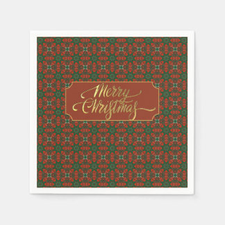 Luxe goud en rode kerst servet