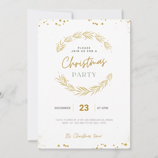 Luxe Goud en Wit Minimaal Kerstfeest Kaart (Voorkant)