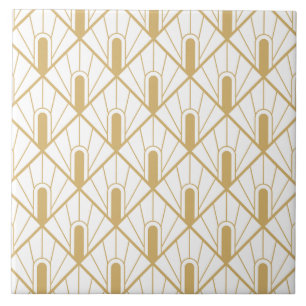 Luxe Goud en Witte Art Deco Tegeltje