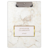 Luxe goud en witte marmer persoonlijk klembord (Voorkant)
