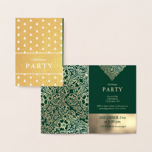 Luxe goud folie groene kerstfeest uitnodigingen