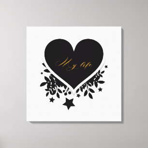 Luxe Goud Folie Typografie Mijn Leven Zwarte Hart Canvas Afdruk