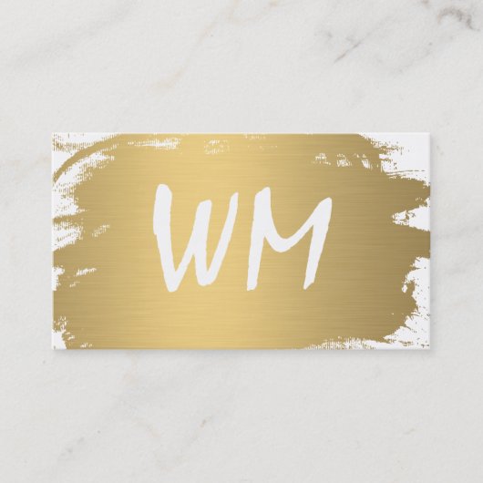 Luxe Goud Geborsteld Monogram Modern Tekst Visitekaartje (Voorkant)