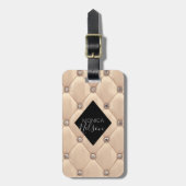 Luxe Goud Getuft Monogram Bagagelabel (Voorkant verticaal)