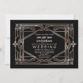 Luxe Goud Grote Gatsby Art Deco 20s Trouwdag Kaart (Voorkant)