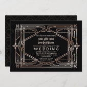 Luxe Goud Grote Gatsby Art Deco 20s Trouwdag Kaart (Voorkant / Achterkant)