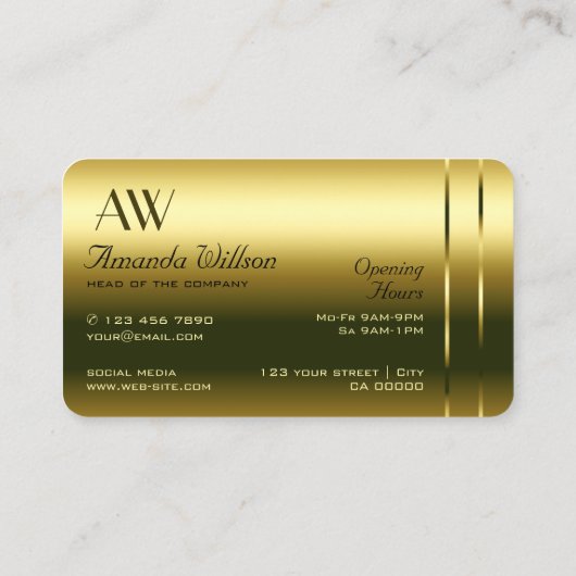 Luxe Goud Heldere Glinsterende Juwelen en Monogram Visitekaartje (Achterkant)