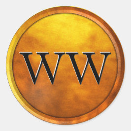 Luxe Goud In reliëf gemaakt Monogram Ronde Sticker