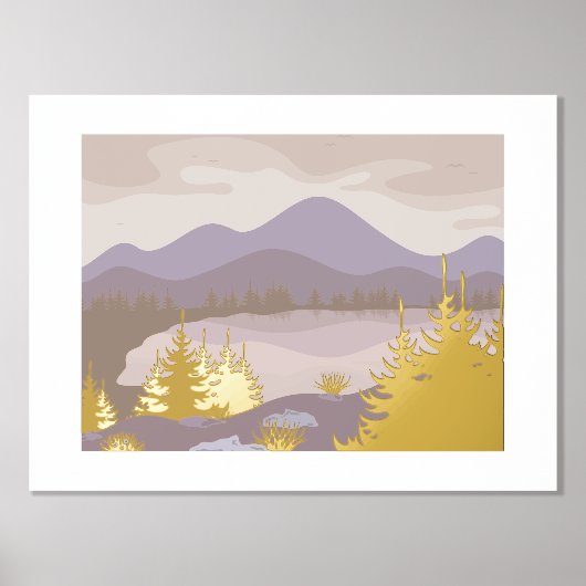 Luxe Goud lila abstract Landschap Echt Folie Afdrukken (Voorkant)