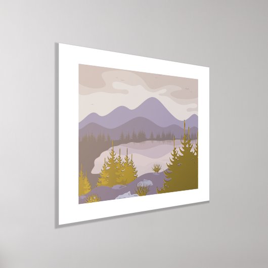 Luxe Goud lila abstract Landschap Echt Folie Afdrukken (Laagn)