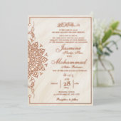 Luxe Goud Mandala Moslim Bruiloft Nikah Folie Uitnodiging (Staand Voorkant)