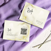 Luxe Goud Marmeren Textuur QR code Trouwen RSVP Informatiekaartje