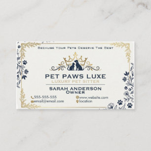 Luxe Goud & Navy Huisdier Oppas Branding Visitekaartje