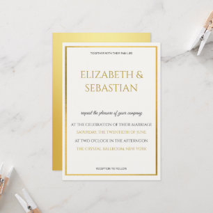luxe goud & off-white minimalistische trouwkaart kaart