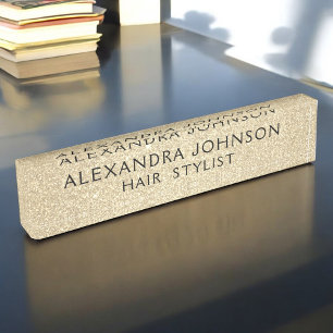 Luxe Goud Professionele Glitter Sparkle Modern Naambordje