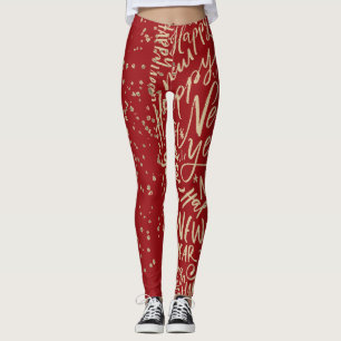 Luxe, Goud Rood, Nieuwjaar Vieren, Leggings