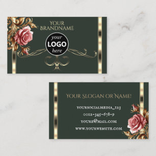Luxe Goud  Roos Zwart Logo Sjabloon Visitekaartje