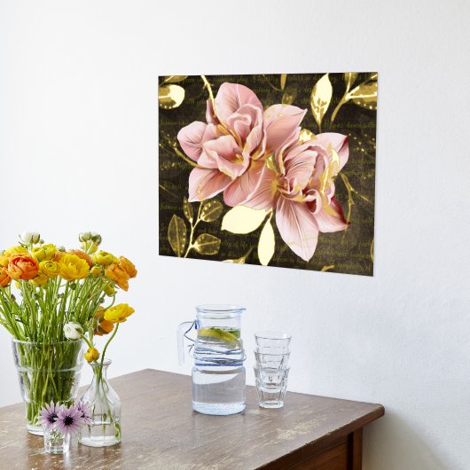 Luxe Goud Roze abstract Modern Lelie Folie Afdrukken (Laag (Keuken))