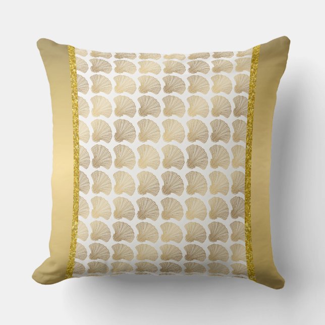 Luxe Goud Schelp Design Kussen (Voorkant)