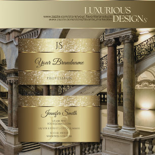 Luxe Goud Sparkling Glitter en Monogram Chic Visitekaartje