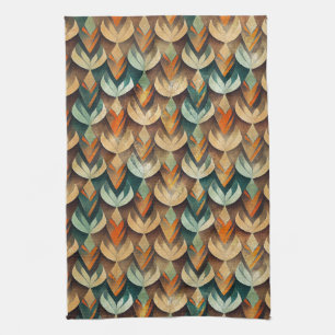 Luxe Goud Teal Art Deco Abstract Patroon Theedoek