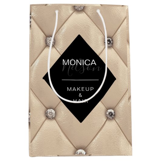 Luxe goud tufted monogram product medium cadeauzakje (Voorkant)