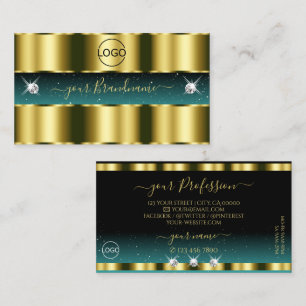 Luxe Goud Turkoois Zwart Glitterende Diamanten Log Visitekaartje