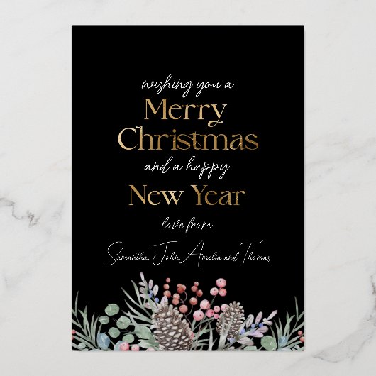 Luxe Goud Vrolijk Kerstfeest & Krans Folie Feestdagenkaart (Achterkant)