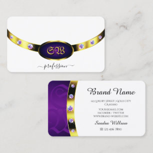 Luxe Goud Wit en Paars Monogram Diamanten Visitekaartje