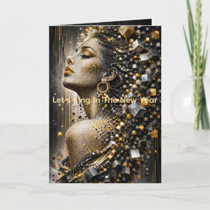 Luxe Goud Zilver Mozaïek Vrouw Portret Kaart