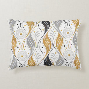 Luxe Goud Zilver Zwart Art Deco Abstract Patroon Accent Kussen
