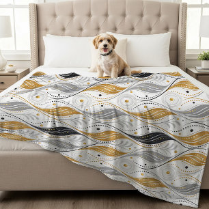 Luxe Goud Zilver Zwart Art Deco Abstract Patroon Fleece Deken