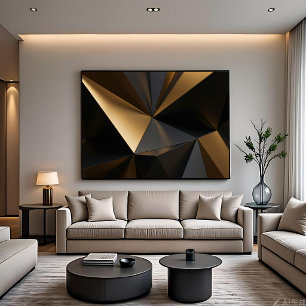 Luxe Goud Zwart Abstract Geometrisch Canvas Afdruk
